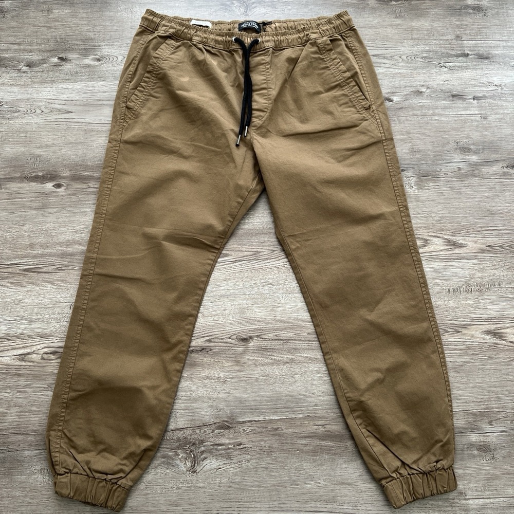 Jack & Jones Vega Lane Chino Jogger Pant Mens 34x30 Brown Cuffed Ankle NWT